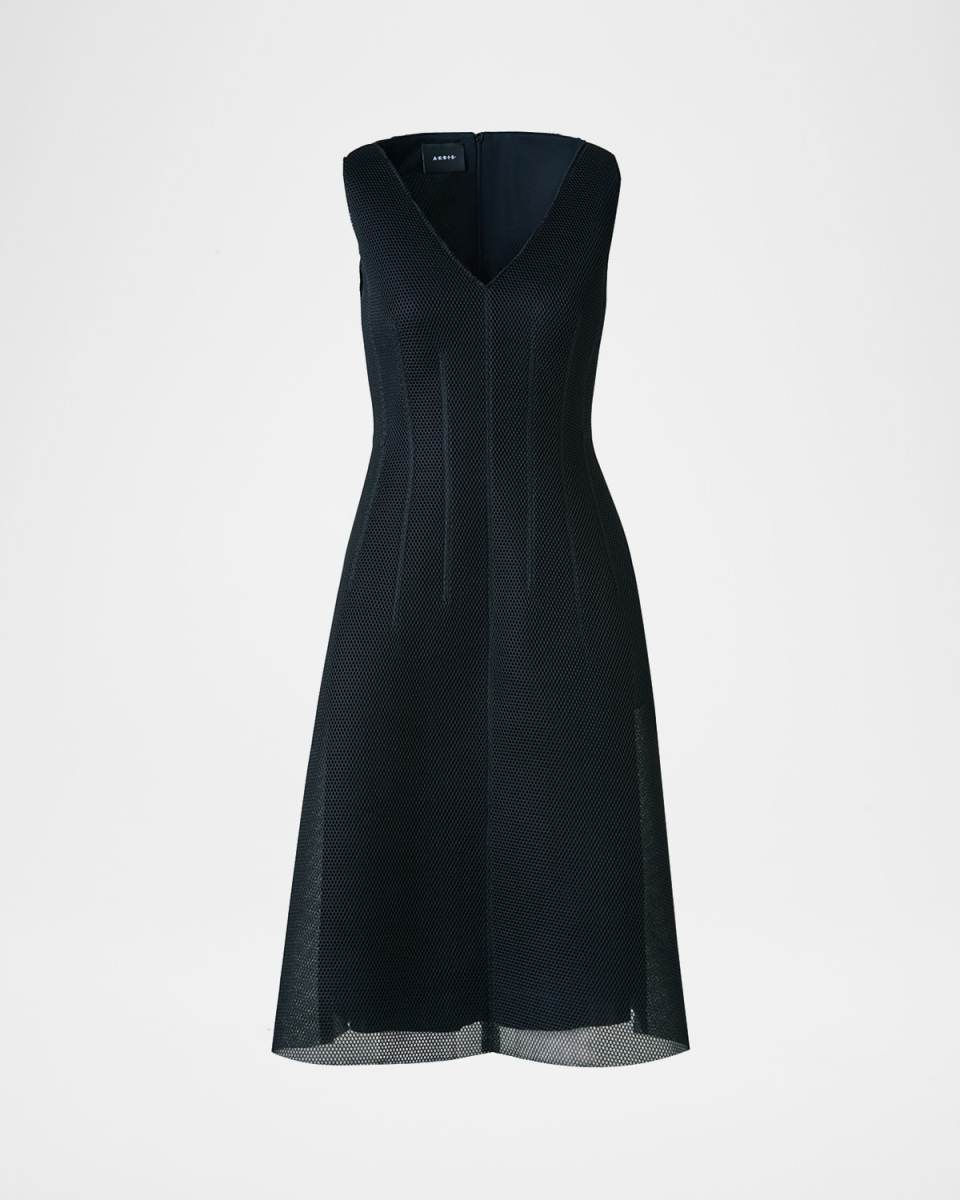 Techno Grid V-Neck Midi DressI